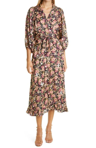 Shop Bytimo Floral Print Wrap Midi Dress In Field