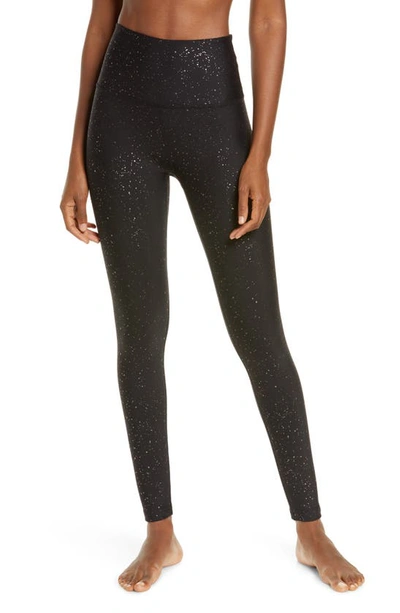 Shop Beyond Yoga Alloy Sparkle High Waist Ankle Leggings In Black Gunmetal Speckle