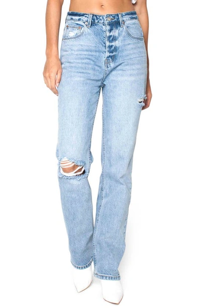 Shop Zgy Denim Ziggy Denim Ripped Straight Up Relaxed Jeans In Indigo Raider Trash