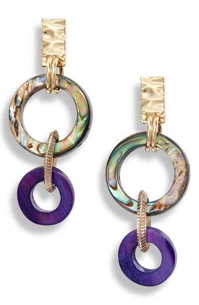 Shop Akola Small Abalone Drop Earrings In Purple
