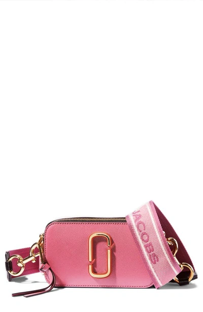 Shop The Marc Jacobs The Snapshot Leather Crossbody Bag In Dusty Ruby Multi