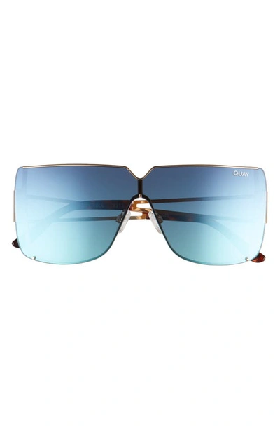 Shop Quay Bank Roll 55mm Shield Sunglasses In Gold/ Teal