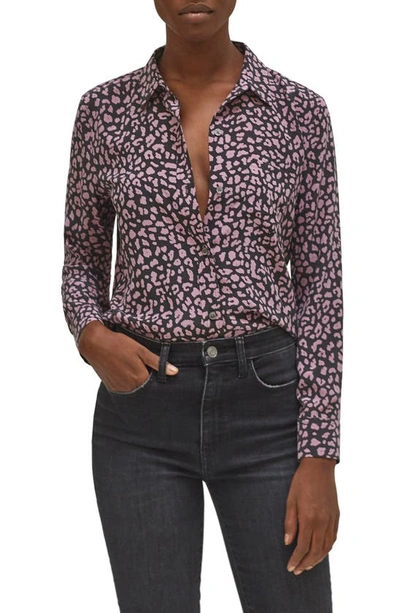 Shop Equipment Leema Button Up Silk Shirt In True Black Valerian