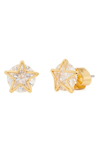 Shop Kate Spade Something Sparkly Star Stud Earrings In Clear/ Gold