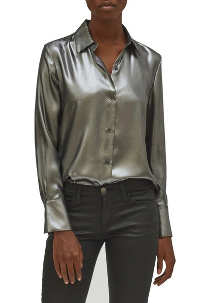 Shop Equipment Sedienne Satin Blouse In Pewter