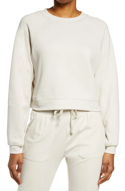 Shop Bella+canvas Raglan Sleeve Sweatshirt In Heather Dust