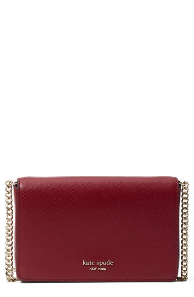 Shop Kate Spade Spencer Chain Wallet In Red Currant