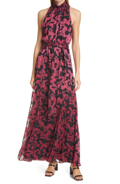 Shop Alice And Olivia Dita Smock Neck Maxi Dress In Show Me Love Wild Pink