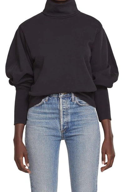 Shop Agolde Extended Rib Turtleneck Sweatshirt In Black