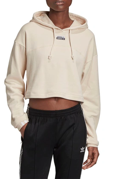 Shop Adidas Originals R.y.v. Cropped French Terry Hoodie In Linen