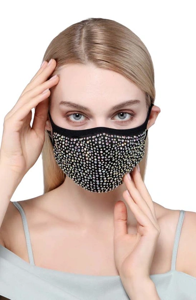 Shop Natalie Mills Destiny Crystal Adult Cotton Face Mask In Black/ White