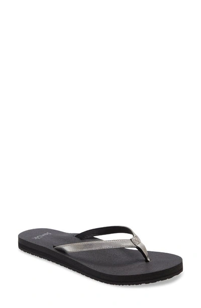 Shop Sanuk Yoga Joy Shimmer Flip Flop In Silver