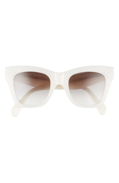Shop Celine 50mm Gradient Cat Eye Sunglasses In Milky White/ Brown