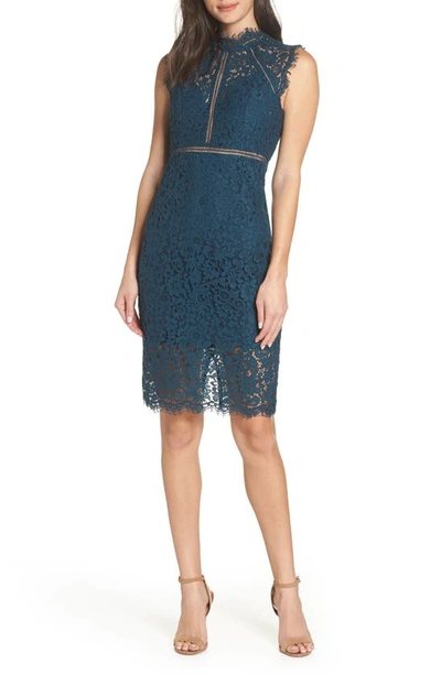 Shop Bardot Lace Sheath Cocktail Dress In Ash Blue