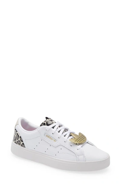 Shop Adidas Originals Sleek Low Top Sneaker In White/ Clear Brown/ Pink