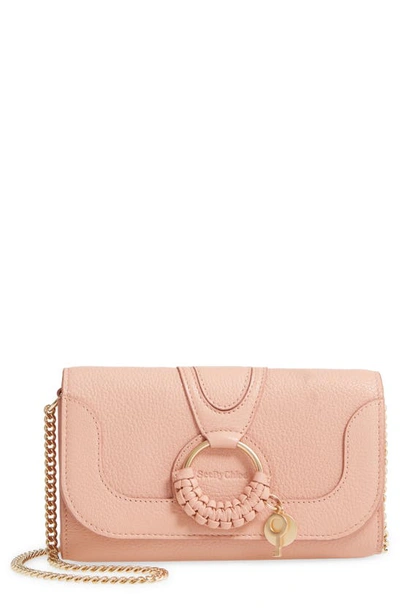 Shop See By Chloé Hana Large Leather Wallet On A Chain In Fallow Pink