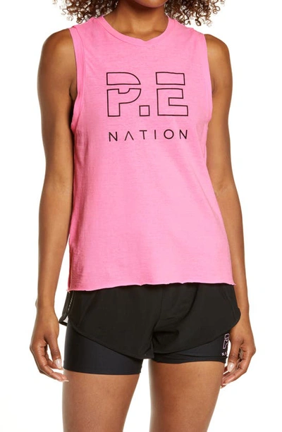 Shop P.e Nation Shuffle High Twist Organic Cotton Tank In Pink