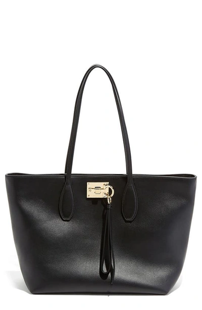 Shop Ferragamo Small The Studio Leather Tote In Nero