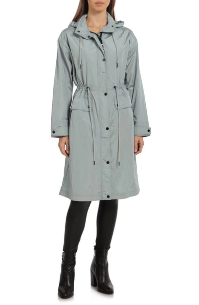 Shop Avec Les Filles Oversize Nylon Parka With Removable Hood In Sea Breeze