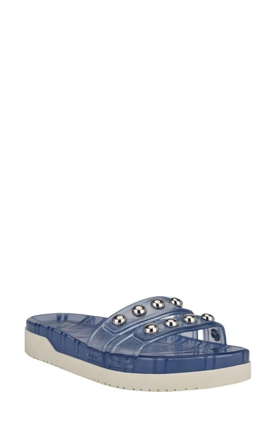 Shop Marc Fisher Ltd Trent Slide Sandal In Clear Ocean Blue