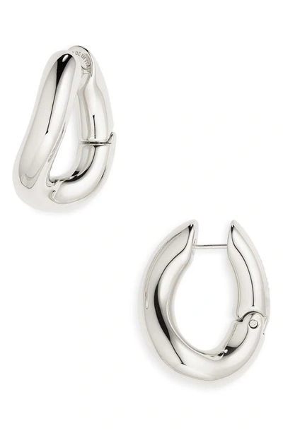 Shop Balenciaga Hoop Earrings In Shiny Silver