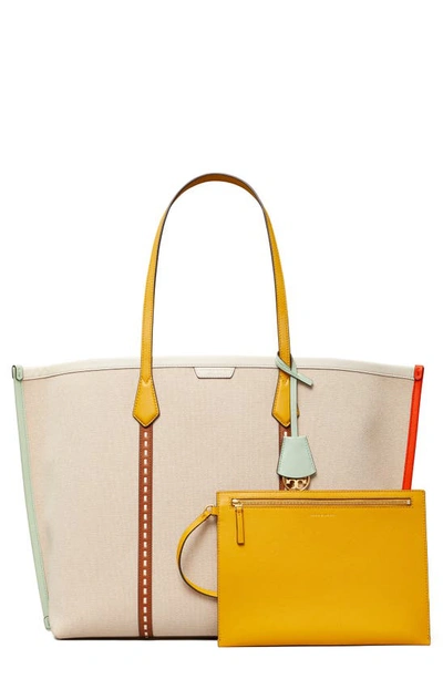 Shop Tory Burch Perry Canvas Tote In Natural