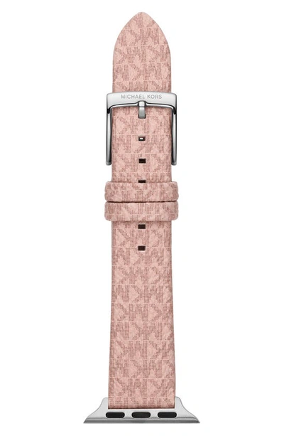 Shop Michael Kors Micro Monogram Pvc Apple Watch® Band In Pink