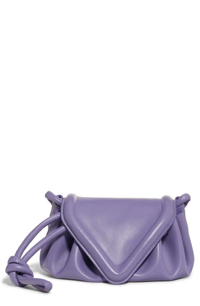 Shop Bottega Veneta Small Beak Triangle Flap Leather Shoulder Bag In Lavender-silver