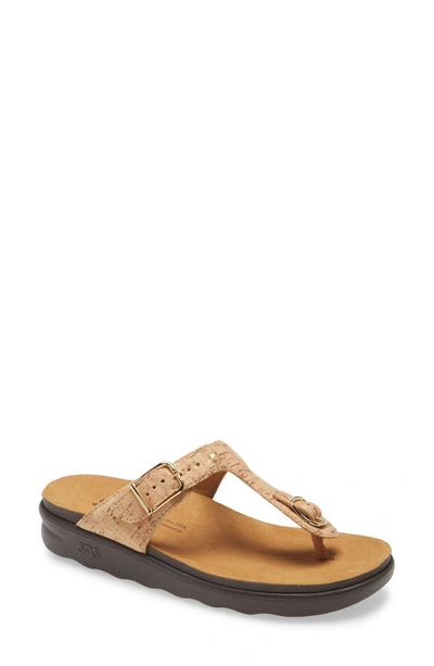 Shop Sas Sanibel Flip Flop In Golden Cork Leather