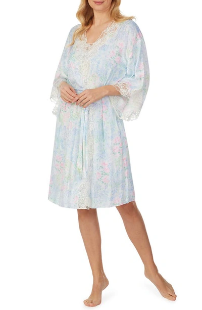 Shop Eileen West Soft Satin Short Robe In Watercolor