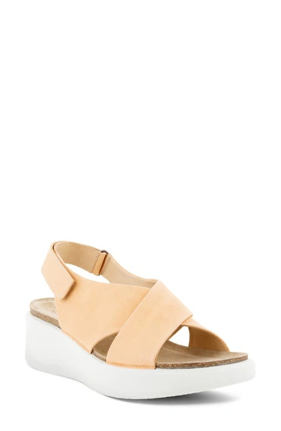 Shop Ecco Corksphere Wedge Sandal In Natural Nude Leather