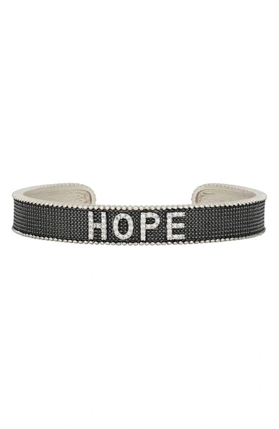 Shop Freida Rothman Pavé Hope Cuff Bracelet In Silver And Black