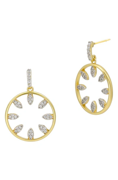 Shop Freida Rothman Petals In Bloom Open Hoop Earrings In Gold And Silver