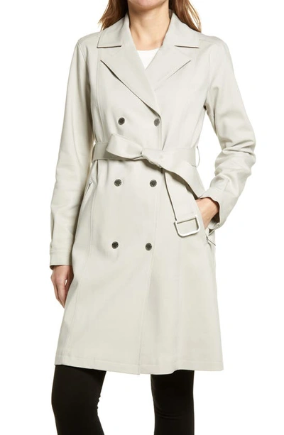 Shop Karl Lagerfeld Double Breasted Trench Coat In Clay