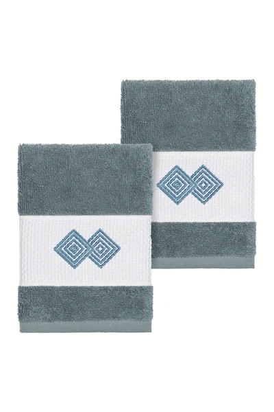 Shop Linum Home Noah Embellished Washcloth In Teal