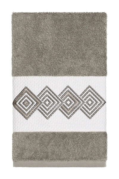 Linum Home Noah Embellished Hand Towel In Dark Grey