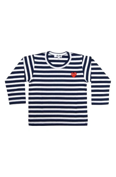 Shop Comme Des Garçons Stripe T-shirt In Navy/ White