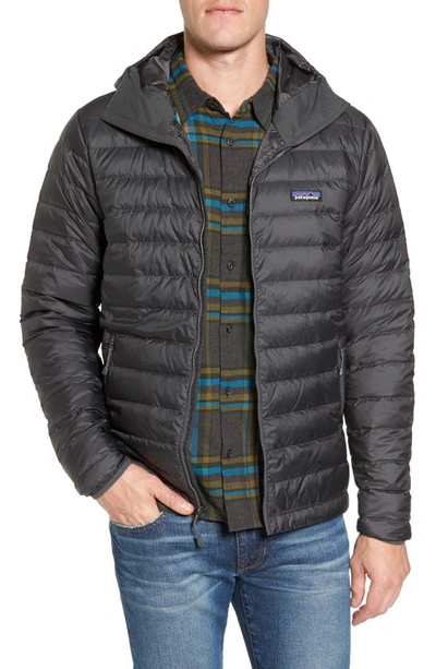 Shop Patagonia Packable Windproof & Water Repellent Down Hooded Jacket In Forge Grey