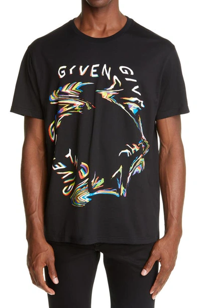 Shop Givenchy Glitch Graphic Tee In Black