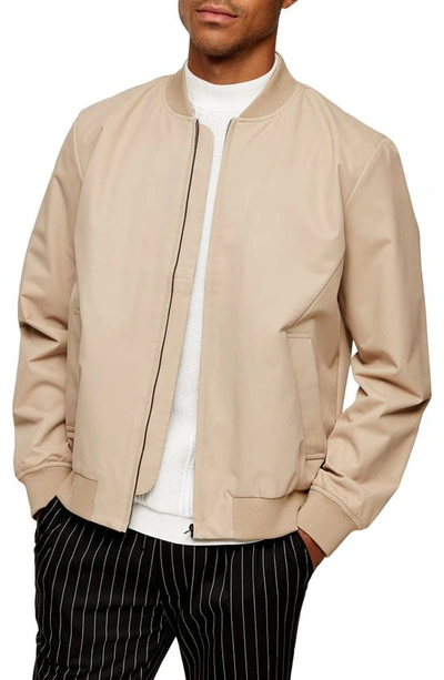 Shop Topman Icon Classic Bomber Jacket In Stone