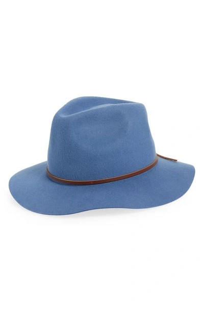 Shop Brixton Wesley Packable Felted Wool Fedora In Slate Blue