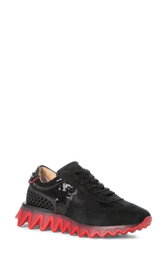 Christian Louboutin Men's Loubishark Flat Mix-media Red Sole Sneakers In  Black | ModeSens