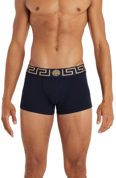 Shop Versace First Line Low Rise Trunks In Navy