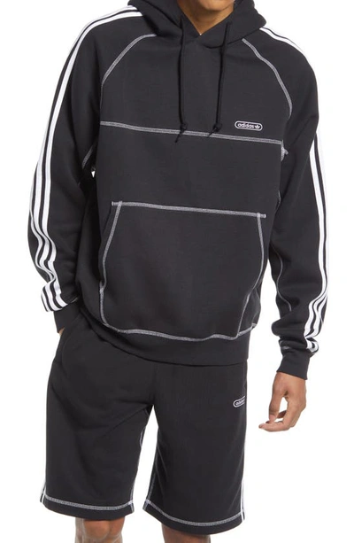 Shop Adidas Originals Contrast Stitch Hoodie In Black