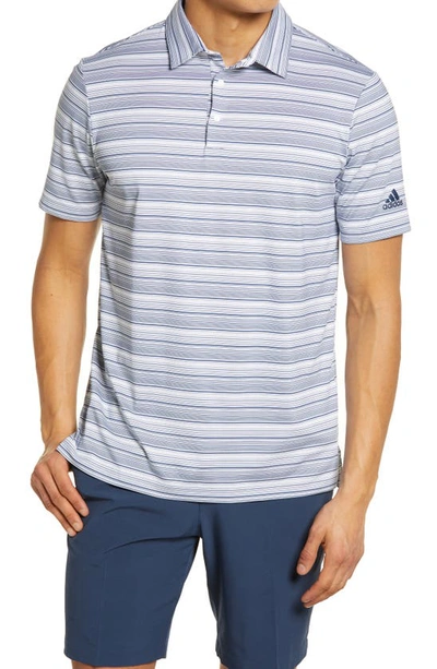 Shop Adidas Golf Stripe Golf Polo In Crew Navy/ White