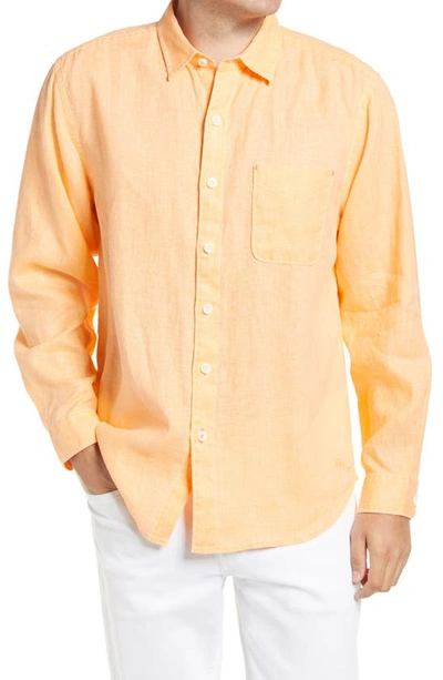 Shop Tommy Bahama Sea Glass Breezer Original Fit Linen Shirt In Peach Parrot