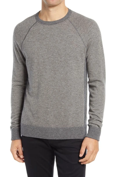 Shop Vince Bird's Eye Stitch Wool & Cashmere Sweater In Medium H Grey/ H Beige
