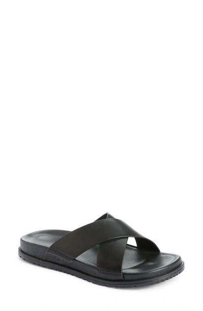 Shop Ugg Wainscott Slide Sandal In Black Leather