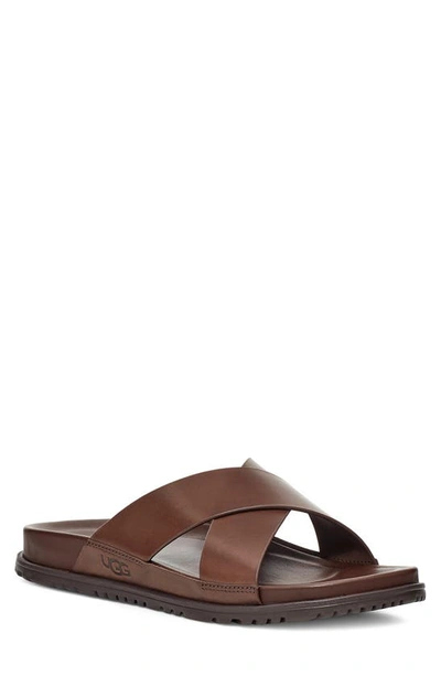 Shop Ugg Wainscott Slide Sandal In Grizzly Leather