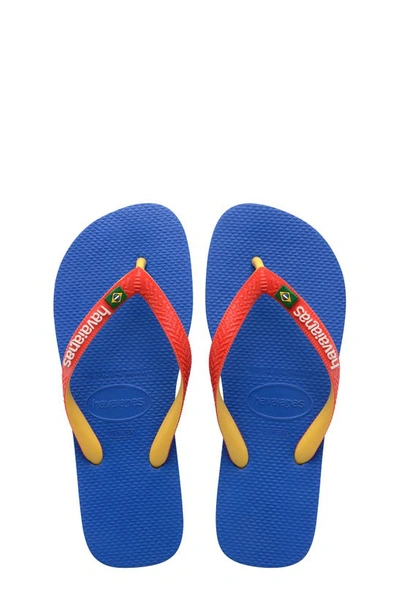 Shop Havaianas Brazil Mix Flip Flop In Blue Star/ White